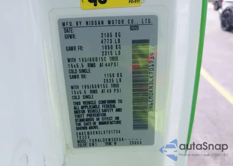 2020 Nissan Nv200 S Xtronic Cvt from USA, damaged, VIN 3N6CM0KN3LK701734